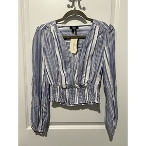 PAIGE Women's‎ Naja Top - Ivory/Ultramarine - Size XS - NWT